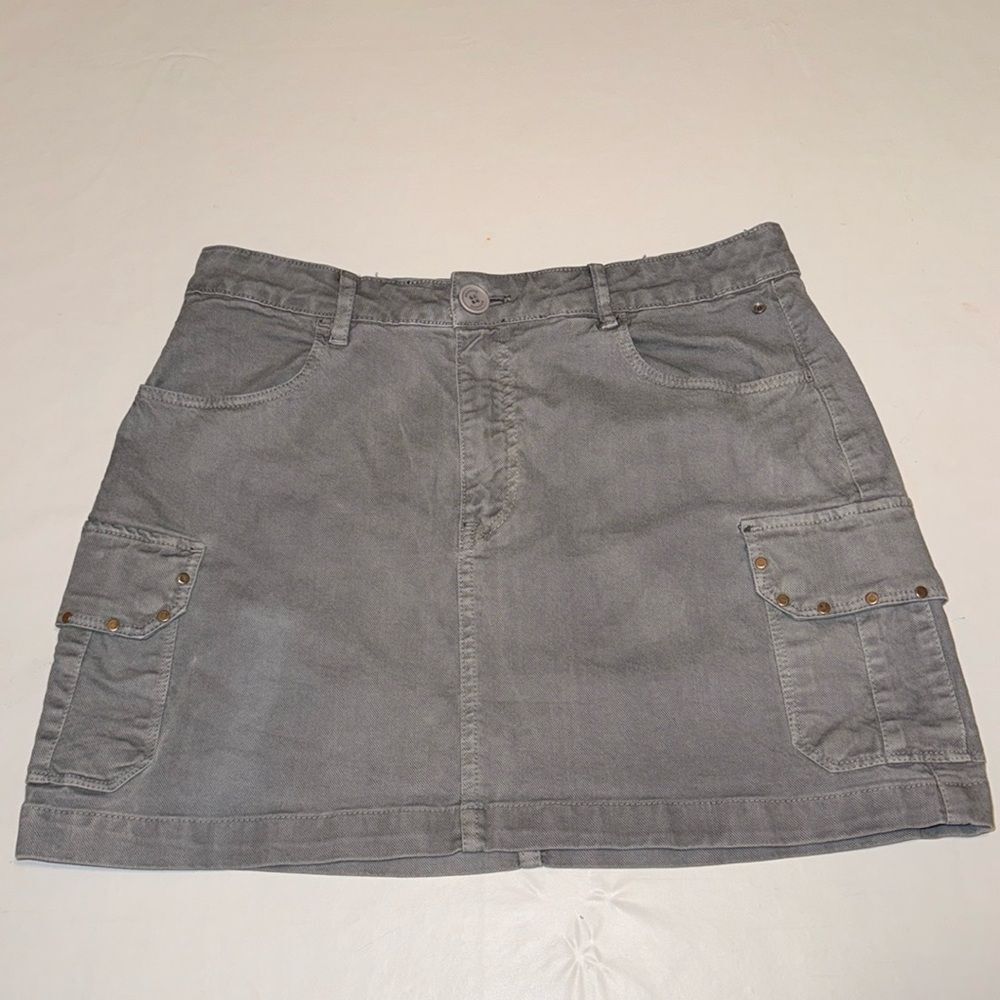 Women’s Brownie Cargo Denim Skirt, Gray, EU 40, US Small
